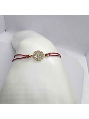 Sterling Silver 925 Round Design with Red String Bracelet